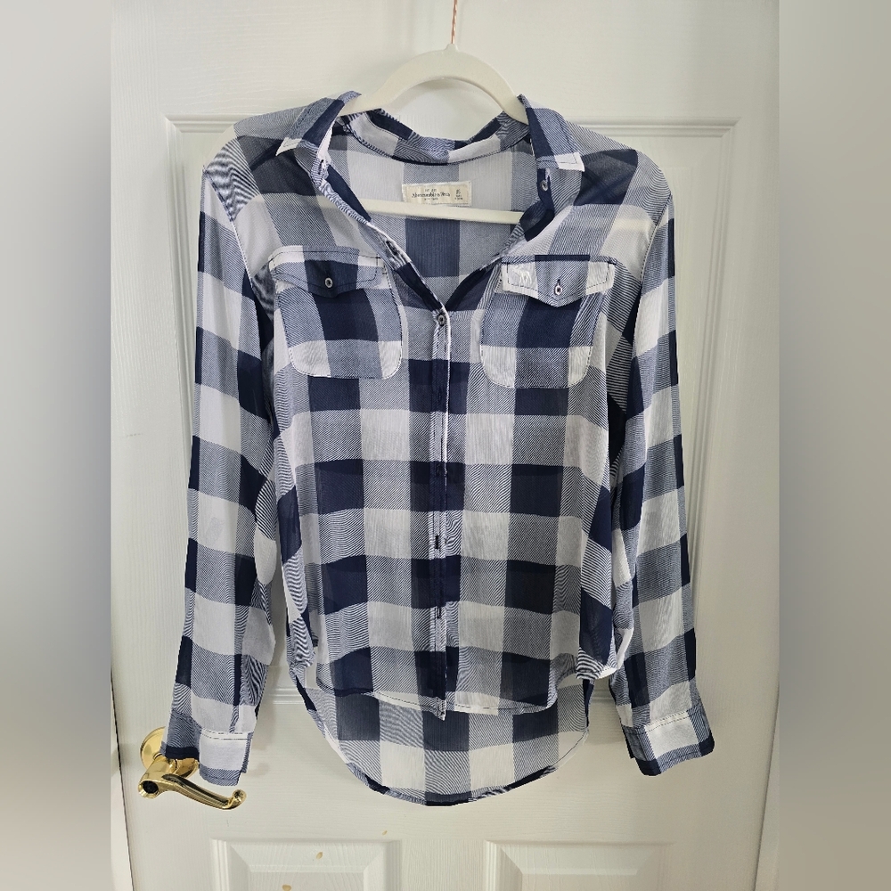 GUC Sheer Abercrombie Plaid Shirt XS